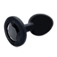 Черная силиконовая пробка с черным стразом S Черная силиконовая пробка с черным стразом S