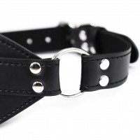 Черная БДСМ маска с ремешком и заклепками