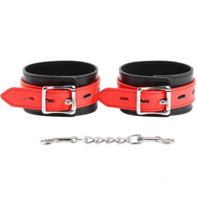 Черные наручники с красными ремешками Черные наручники с красными ремешками