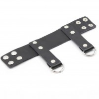 Кожаная утяжка на пенис с кольцами Кожаная утяжка на пенис с кольцами