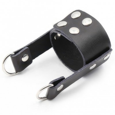 Кожаная утяжка на пенис с кольцами Кожаная утяжка на пенис с кольцами