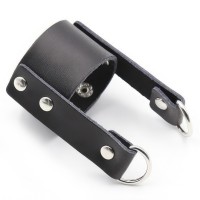 Кожаная утяжка на пенис с кольцами Кожаная утяжка на пенис с кольцами