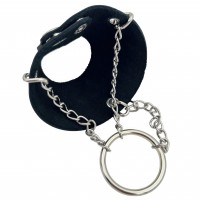 Утяжка для мошонки из натуральной кожи на заклёпках с цепочками Утяжка для мошонки из натуральной кожи на заклёпках с цепочками