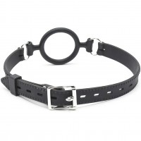 Черный силиконовый кляп-кольцо