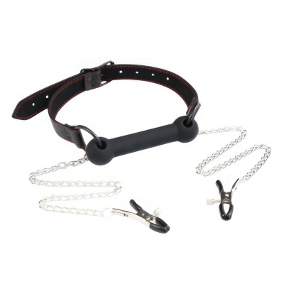 Кляп-трензель с зажимами на соски Кляп-трензель с зажимами на соски