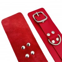 Красные БДСМ наручники из натуральной кожи Красные БДСМ наручники из натуральной кожи