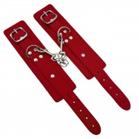 Красные БДСМ наручники из натуральной кожи Красные БДСМ наручники из натуральной кожи