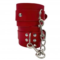 Красные БДСМ наручники из натуральной кожи Красные БДСМ наручники из натуральной кожи