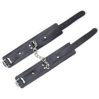 Черные БДСМ поножи из натуральной кожи