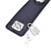 Бондажные наручники черного цвета с цепочкой