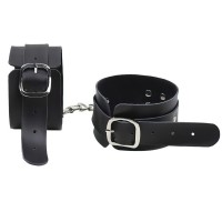 Черные БДСМ поножи из натуральной кожи