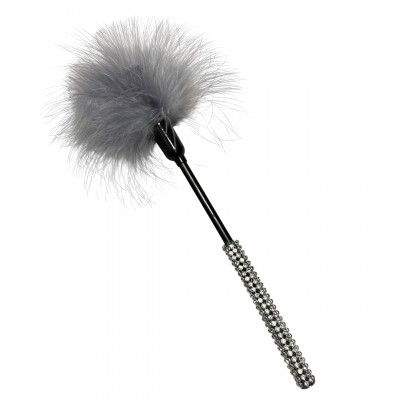 Тиклер с серыми перьями и стразами 27 см Тиклер с серыми перьями и стразами 27 см