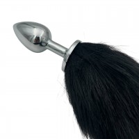 Металлическая анальная пробка S с длинным черным хвостиком 87 см Металлическая анальная пробка S с длинным черным хвостиком 87 см