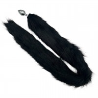 Металлическая анальная пробка S с длинным черным хвостиком 87 см Металлическая анальная пробка S с длинным черным хвостиком 87 см