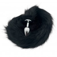 Металлическая анальная пробка S с длинным черным хвостиком 87 см Металлическая анальная пробка S с длинным черным хвостиком 87 см