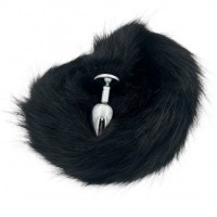 Металлическая анальная пробка M с длинным черным хвостиком 87 см Металлическая анальная пробка M с длинным черным хвостиком 87 см