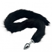 Металлическая анальная пробка M с длинным черным хвостиком 87 см Металлическая анальная пробка M с длинным черным хвостиком 87 см