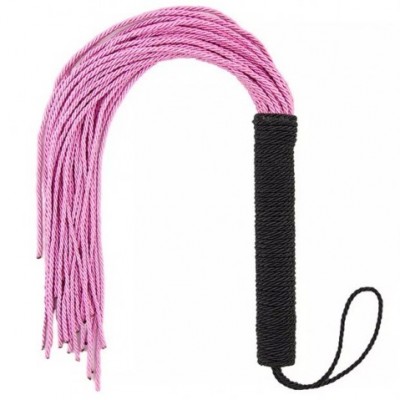 Мягкая розовая плеть с черной рукоятью 48 см Мягкая розовая плеть с черной рукоятью 48 см