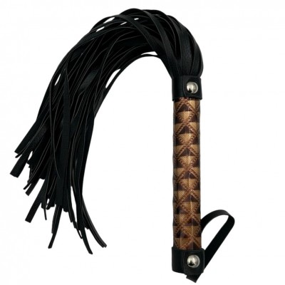 Черная плеть с дизайнерской лакированной ручкой золотого цвета 39 см