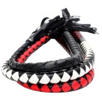 Черно-красный кнут с ребристой рукоятью 91 см