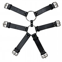 Мужская сбруя черного цвета декорированная заклепками Мужская сбруя черного цвета декорированная заклепками