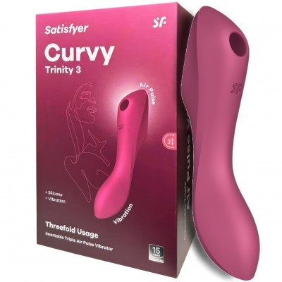 Вакуумный вибростимулятор для клитора и точки G Satisfyer Curvy Trinity 3 красный