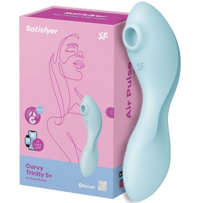 Вакуумный смарт-стимулятор для клитора и точки G Satisfyer Curvy Trinity 5+ голубой