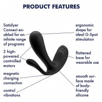 Анально-вагинальный смарт-стимулятор для ношения Satisfyer Top Secret Plus + черный