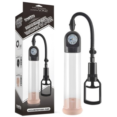 Вакуумная помпа для пениса Maximizer Worx VX2 Accu-Meter Pussy Pump с мягкой насадкой Вакуумная помпа для пениса Maximizer Worx VX2 Accu-Meter Pussy Pump с мягкой насадкой