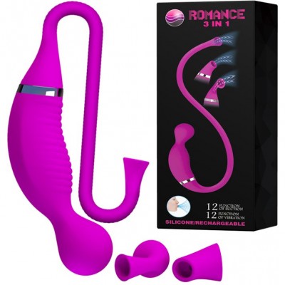 Посасывающий вибростимулятор для клитора Romance 3 в 1 Посасывающий вибростимулятор для клитора Romance 3 в 1