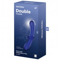 Двусторонний фаллос из стекла Satisfyer Double Crystal синий 20 см