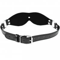 Черная БДСМ маска с ремешком и заклепками