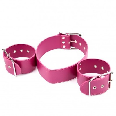 Розовый БДСМ бондаж рук к шее Розовый БДСМ бондаж рук к шее