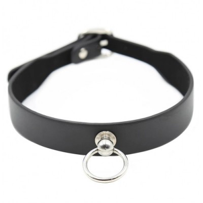Классический черный ошейник с кольцом Классический черный ошейник с кольцом