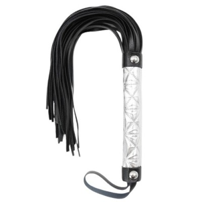 Чёрная плеть с серебристой рукоятью 39 см Чёрная плеть с серебристой рукоятью 39 см