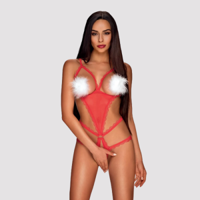 Откровенное боди с пушистыми пэстисами Merrynel L/XL