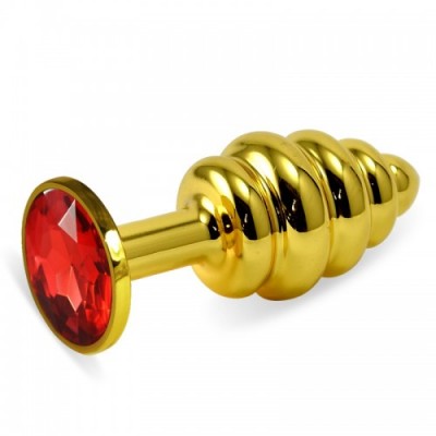 Анальная пробка Gold Small Plug рифленая красная Анальная пробка Gold Small Plug рифленая красная