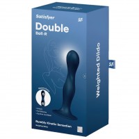 Фаллос Satisfyer Double Ball-R со смещенным центром тяжести синий 18 см