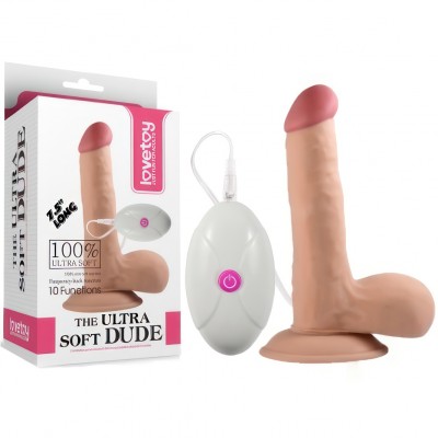 Реалистичный вибратор The Ultra Soft Dude с выносным пультом управления 18 см