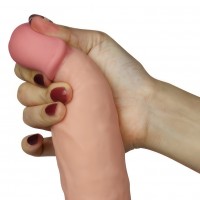 Реалистичный изогнутый вибратор The Ultra Soft Dude с выносным пультом управления 20 см