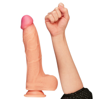 Большой фаллос на присоске с мошонкой Dual Layered Silicone Cock 26 см