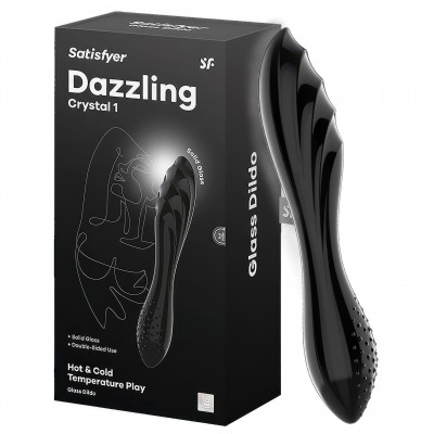 Двусторонний фаллос из стекла Satisfyer Dazzling Crystal 1 черный 18 см