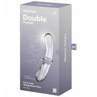 Двусторонний фаллос из стекла Satisfyer Double Crystal прозрачный 20 см