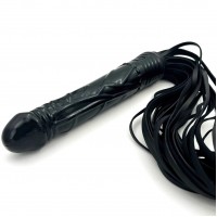 Черная БДСМ плеть с черным фаллосом 66 см Черная БДСМ плеть с черным фаллосом 66 см