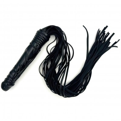 Черная БДСМ плеть с черным фаллосом 66 см Черная БДСМ плеть с черным фаллосом 66 см