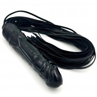 Черная БДСМ плеть с черным фаллосом 66 см Черная БДСМ плеть с черным фаллосом 66 см