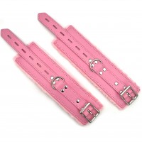 Розовые наручники с мехом на цепочке