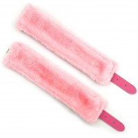 Розовые наручники на цепочке с мехом