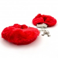 Металлические наручники с красным мехом Металлические наручники с красным мехом