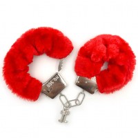 Металлические наручники с красным мехом Металлические наручники с красным мехом